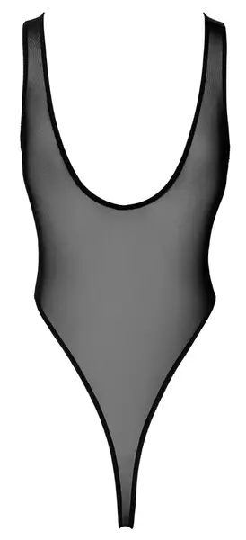 Noir Handmade Basic Powernet Bodysuit Black S - Deep Neckline, High Cut