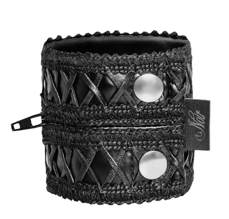 Noir Adjustable Powerwetlook Black Wrist Wallet with Secret Pocket