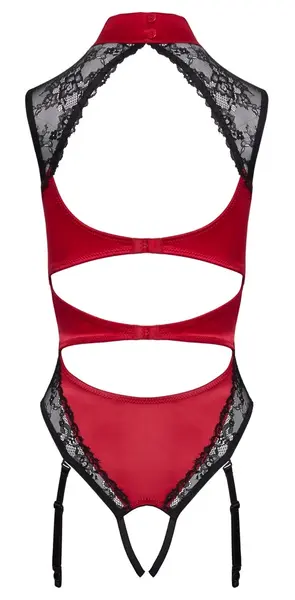 Cottelli Lingerie Body Crveno/Crni S sa Satenskim i Čipkastim Detaljima