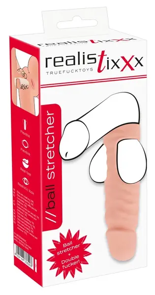 Realistixxx Ball Stretcher sa dualnim nastavkom, TPE u boji kože, 14.8 cm