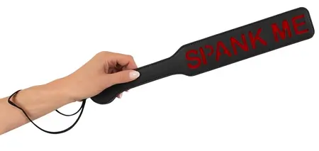 Bad Kitty Paddle Black-Red Leather Look with Engraved Text 39cm