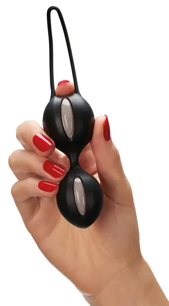 Fun Factory Smartballs Duo Gray Black Pelvic Floor Trainer 10cm