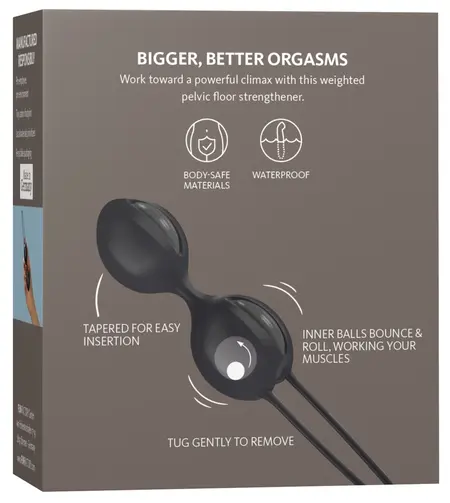 Fun Factory Smartballs Duo Gray Black Pelvic Floor Trainer 10cm