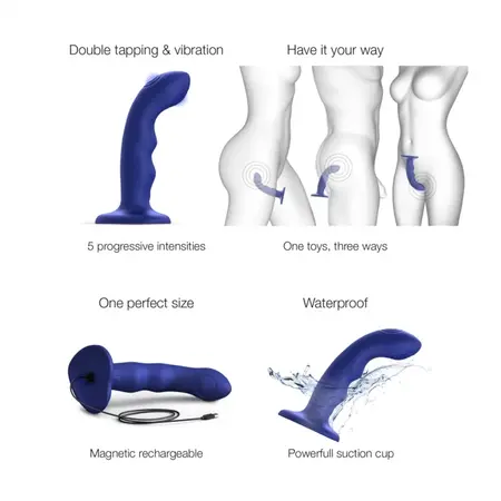 Strap-on-me Wave Night Blue Double Tapping Intimate Device 15.3cm