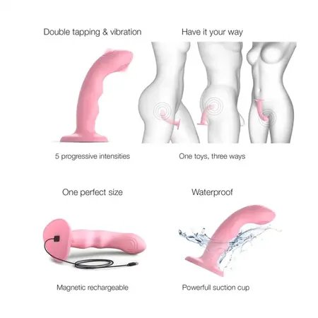 Strap-on-me Wave Tapping Device Coral Pink Rechargeable Silicone 15.3cm