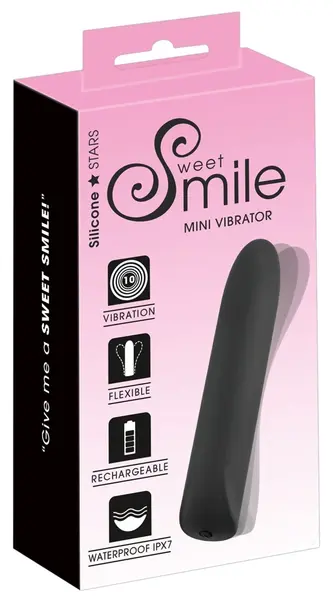 Sweet Smile Mini Vibrator Crni 10 modova Silikon Kompaktan USB 12cm
