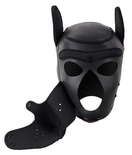 Bad Kitty Neoprene Dog Head Mask with Removable Mouth Part, Black