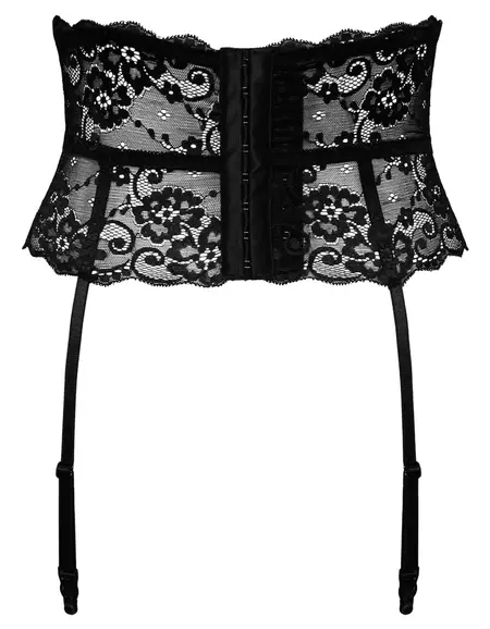 Cottelli LINGERIE Čipkani pojas za podvezice crni XL podesive trake