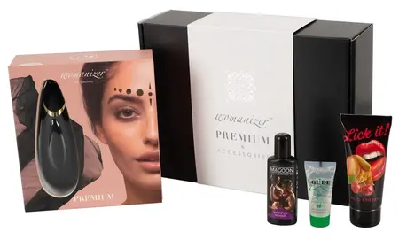 Womanizer Premium Set with Accessories, Smart Silence, 12 Levels, Black