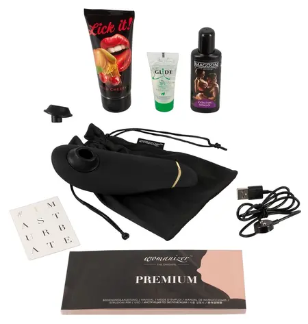 Womanizer Premium Set with Accessories, Smart Silence, 12 Levels, Black