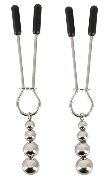 Bad Kitty Adjustable Nipple Clips with Decorative Beads, 8.5 cm, Black