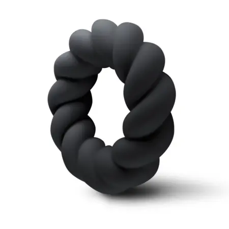 Rocks-Off Twist Intimni silikonski prsten crni - Fleksibilan, rebrasti dizajn