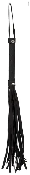 You2Toys Premium Black Polyurethane Flogger with Textured Handle 48cm