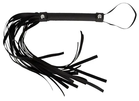 You2Toys Premium Black Polyurethane Flogger with Textured Handle 48cm