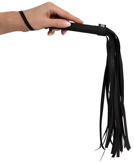 You2Toys Premium Black Polyurethane Flogger with Textured Handle 48cm