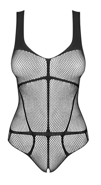 Obsessive B336 Mrežasti Bodysuit S-L Crni Dizajn u Stilu Remenja