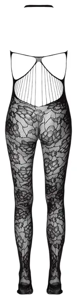 Cottelli Fantasy Catsuit S-L Floral Mesh, Open Design, Black