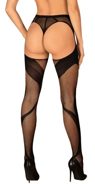 Obsessive S336 Mesh Tights S-L Black - Open Design, Stretch Fit