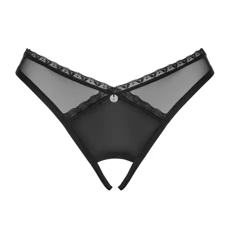 Obsessive Latinesa Tange XL/2XL Crni Transparentni sa Čipkanim Detaljima