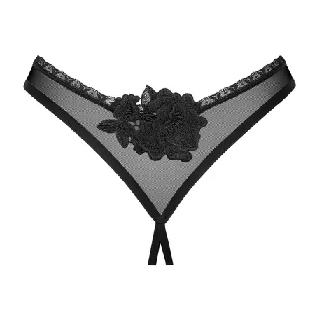 Obsessive Latinesa Tange XL/2XL Crni Transparentni sa Čipkanim Detaljima