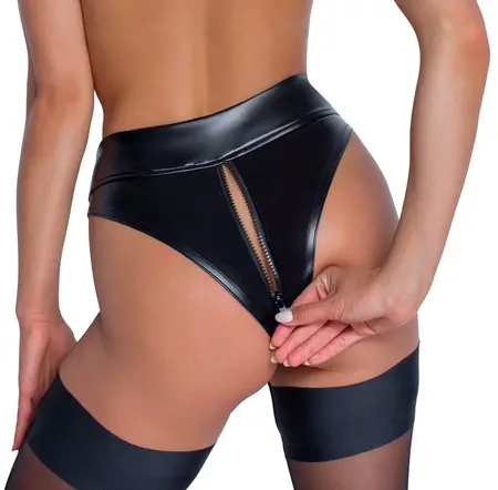 Noir Handmade Powerwetlook Tange L sa dvosmernim rajsferšlusom, Crni finiš