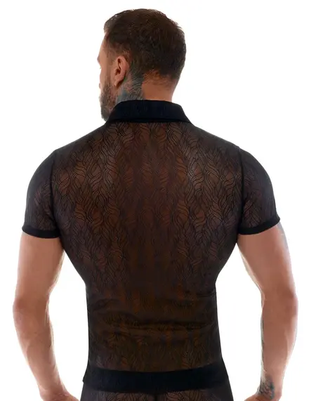 Svenjoyment Muška XL rastegljiva čipkana košulja sa kragnom i kopčanjem na dugmad