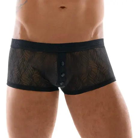 Svenjoyment mekane rastegljive čipkaste muške pantalone S, crne, elastični pojas
