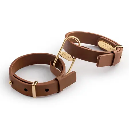 Crave ICON Cuffs Tan & 18kt Gold Plated - Elegant Adjustable Wrist Accessories