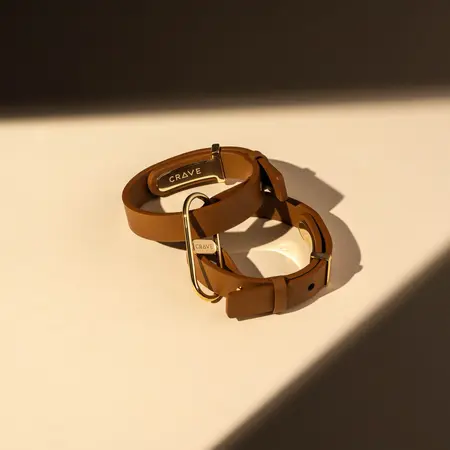 Crave ICON Cuffs Tan & 18kt Gold Plated - Elegant Adjustable Wrist Accessories