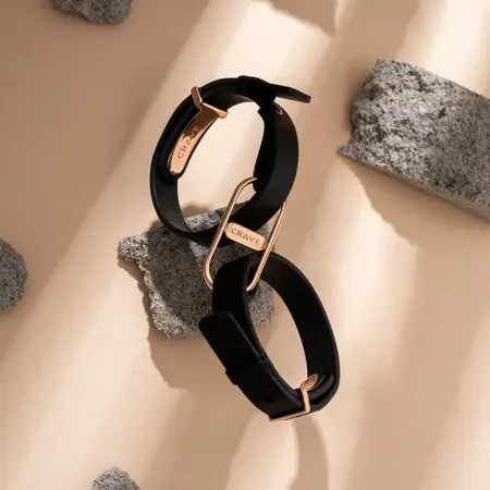 Crave ICON Cuffs Black/Rose Gold - Elegant Adjustable Wrist Bands