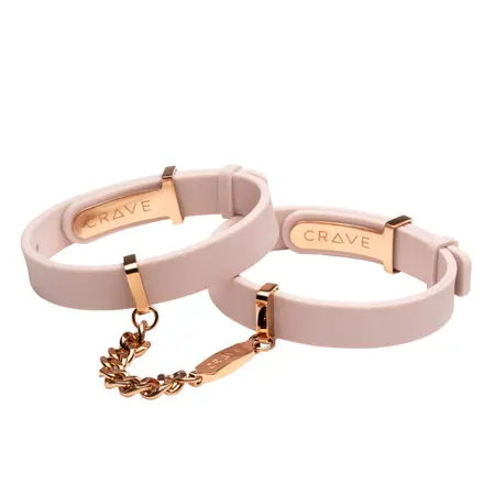 Crave ID Cuffs Pink/Rose Gold - Elegant Silicone & Steel Jewelry Set