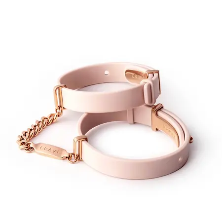 Crave ID Cuffs Pink/Rose Gold - Elegant Silicone & Steel Jewelry Set