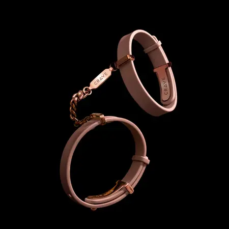 Crave ID Cuffs Pink/Rose Gold - Elegant Silicone & Steel Jewelry Set