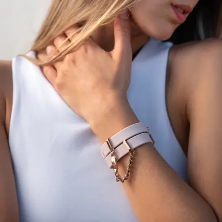 Crave ID Cuffs Pink/Rose Gold - Elegant Silicone & Steel Jewelry Set