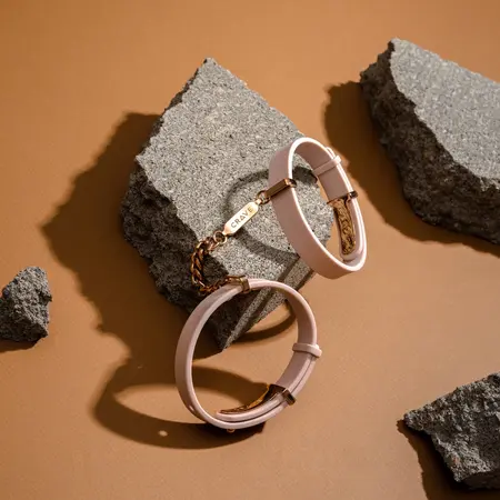 Crave ID Cuffs Pink/Rose Gold - Elegant Silicone & Steel Jewelry Set