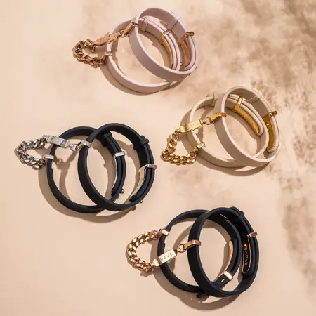Crave ID Cuffs Pink/Rose Gold - Elegant Silicone & Steel Jewelry Set
