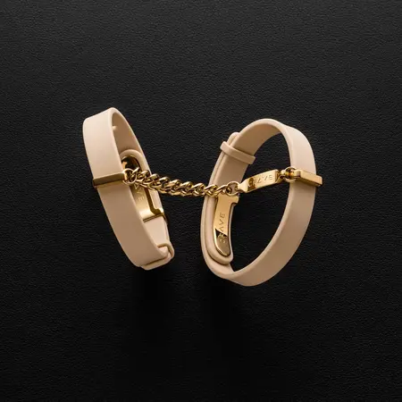 Crave ID Cuffs Beige & 18kt Gold-Plated - Elegant Adjustable Bracelet Set