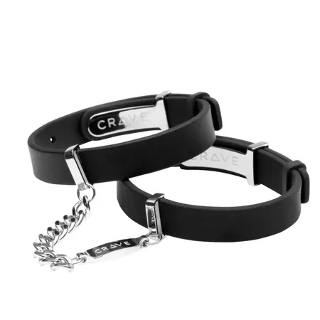 Crave ID Cuffs Black/Silver - Designer Wrist Restraint Bracelets