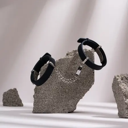 Crave ID Cuffs Black/Silver - Designer Wrist Restraint Bracelets
