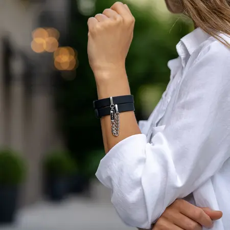 Crave ID Cuffs Black/Silver - Designer Wrist Restraint Bracelets