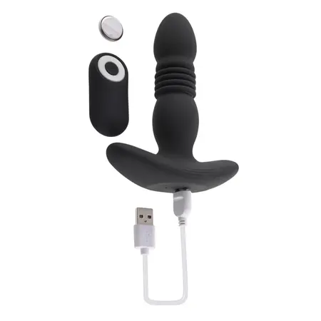 Playboy Pleasure Trust The Thrust Remote Silicone Plug Black 5.4in