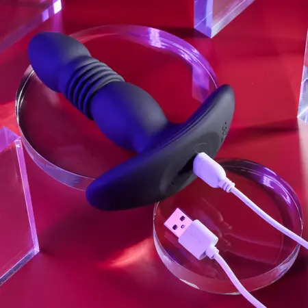 Playboy Pleasure Trust The Thrust Remote Silicone Plug Black 5.4in