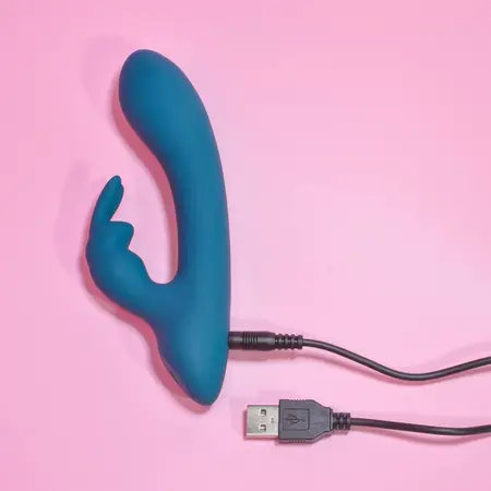 Playboy Lil Rabbit Deep Teal Dvomotorni kompaktni silikonski masažer