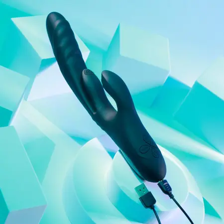 Playboy Pleasure Rapid Rabbit Black - Multi-Action Intimate Device, 10