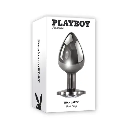 Playboy Tux Large Aluminium Intimate Plug - Elegant Black & White Design