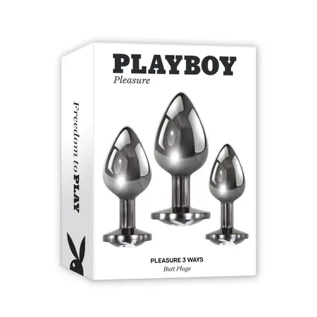 Playboy Pleasure 3-delni hematit analni set čepova – gradirane veličine