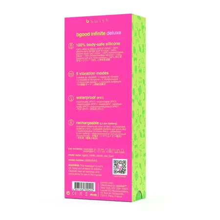 B Swish Bgood Infinite Deluxe punjivi silikonski masažer 18cm roze