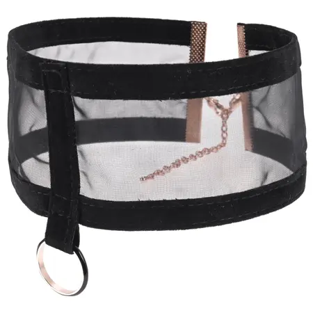 Sportsheets Sex & Mischief Sheer Day Collar Black-Gold Adjustable Velvet