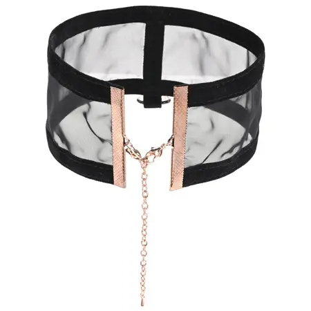 Sportsheets Sex & Mischief Sheer Day Collar Black-Gold Adjustable Velvet