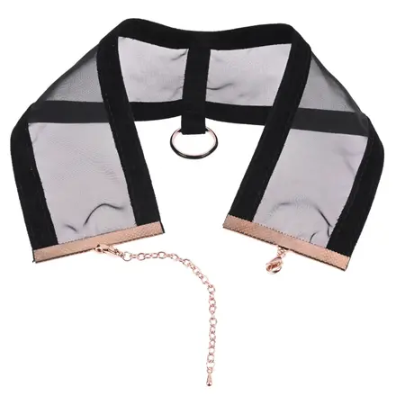 Sportsheets Sex & Mischief Sheer Day Collar Black-Gold Adjustable Velvet